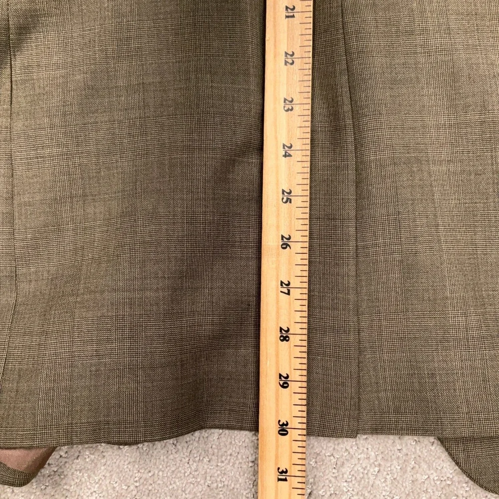 Nautica Suit Men 43R W37 Olive Brown Glen Plaid 3-Button Wool  Unhemmed